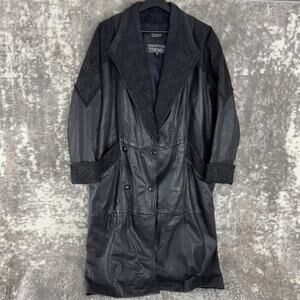 Traditional Trends Petites Sz PM Moto Leather Floral Snap Jacket Trench Coat